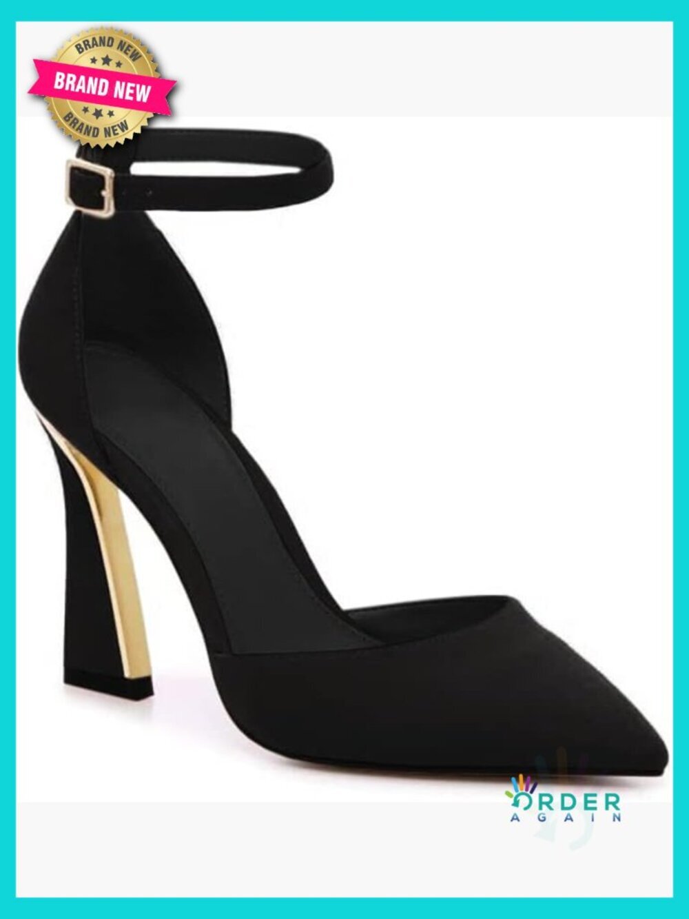Closed Toe Pointed Heels Buckle Ankle Strap D'Orsay Pumps Chunky Heel Dress